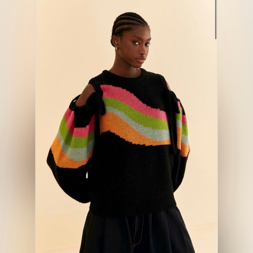 Farm Rio Shoulder Cut Outs Knit Sweater. Like new. Worn twice.